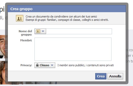 crea gruppo